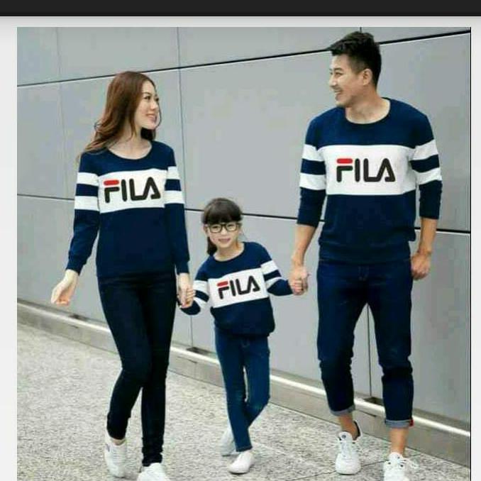 Hc - sweater FM CP list Fila baby teri (ayah ibu anak) - Family 1 anak ( harga sudah dapat 3baju )- baju couple - fashion couple - kaos family - baju keluarga - couple family