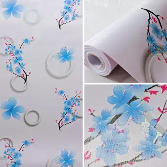 Termurah Grosir Wallpaper Sticker Dinding Bunga Anggrek Biru Lazada Indonesia