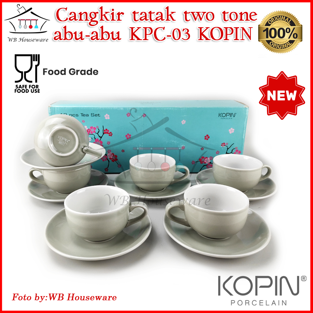 Cangkir Dan Tatakan Cangkir Set Cup And Saucer Tea Set Coffee Set Kopin Kpc Grey