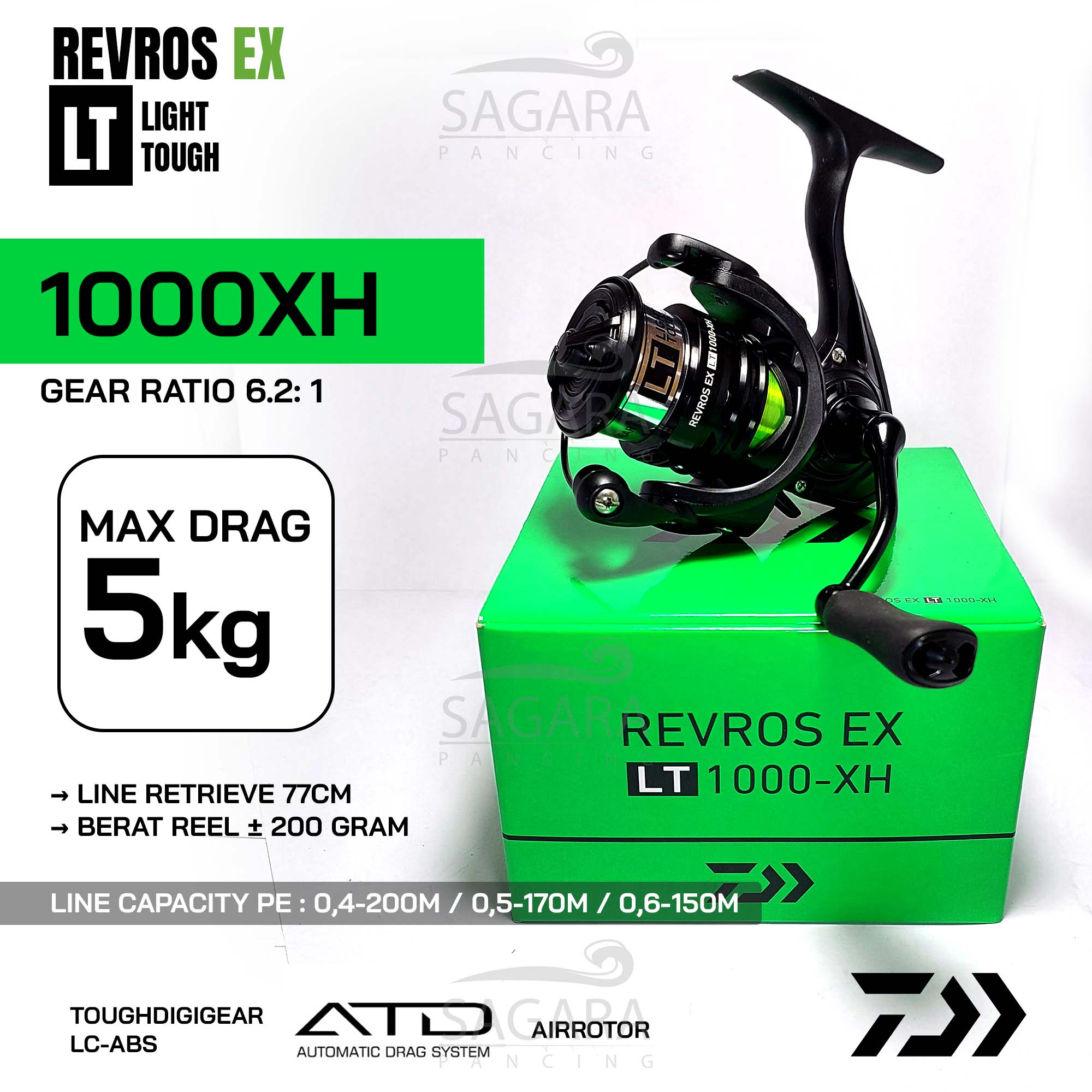 Reel Daiwa Revros EX LT 1000 XH Power Handle