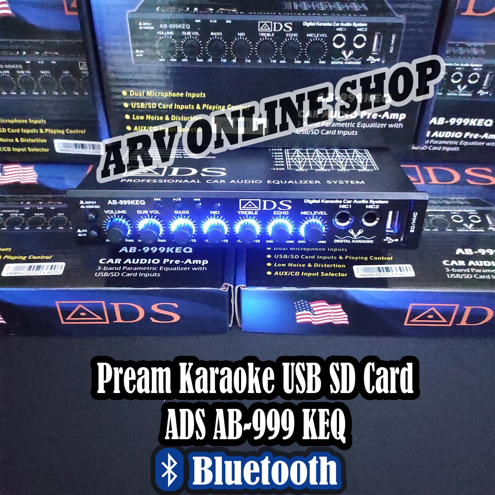 Preamp Paramaetik Equalizer Karaoke Mobil Ads AB 999 KEQ Bluetooth USB