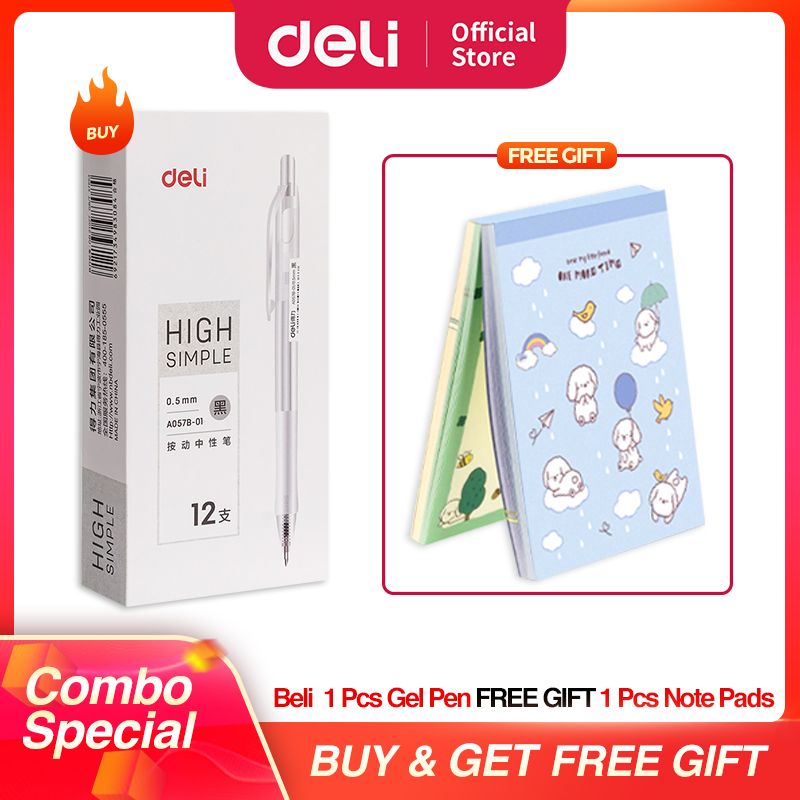[COMBO SUPER HEMAT] Deli Gel Pen / Pulpen Gel Retractable 0.5mm Isi 24