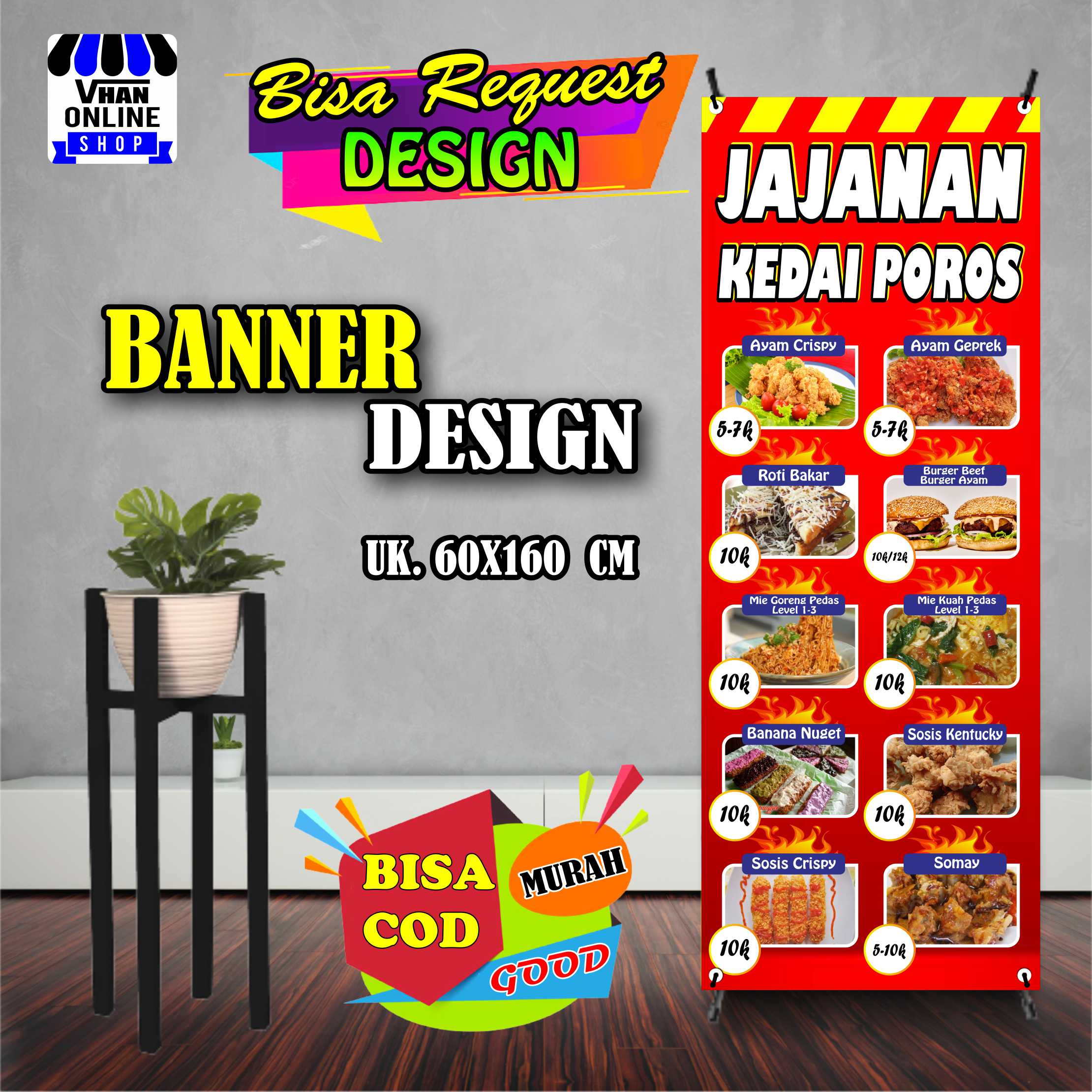 Spanduk Banner Jualan Makanan Dan Minuman Jajanan Kekinian Seblak