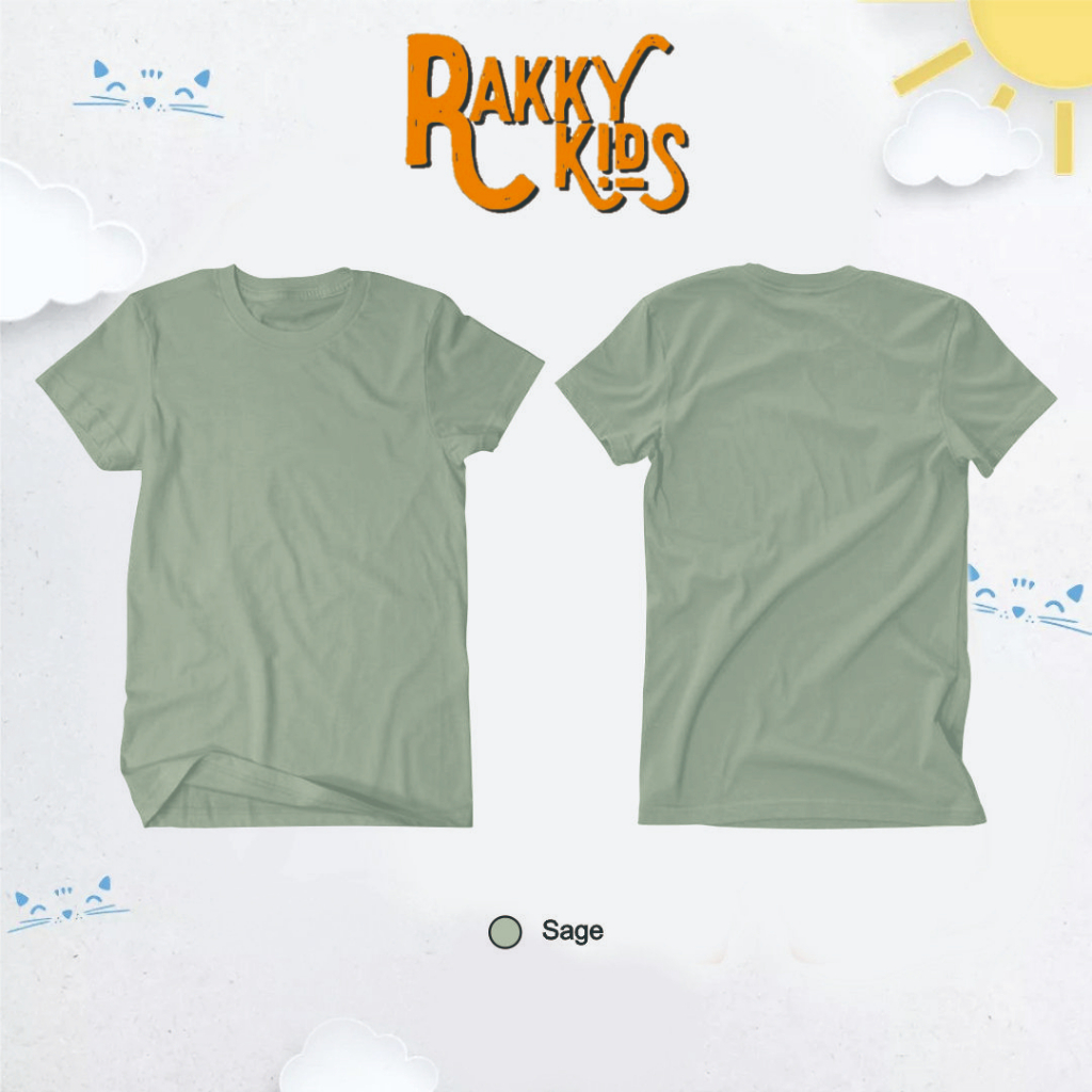 Kaos Anak Polos Warna Sage Cotton Combed 30S T-Shirt Basic Anak Unisex