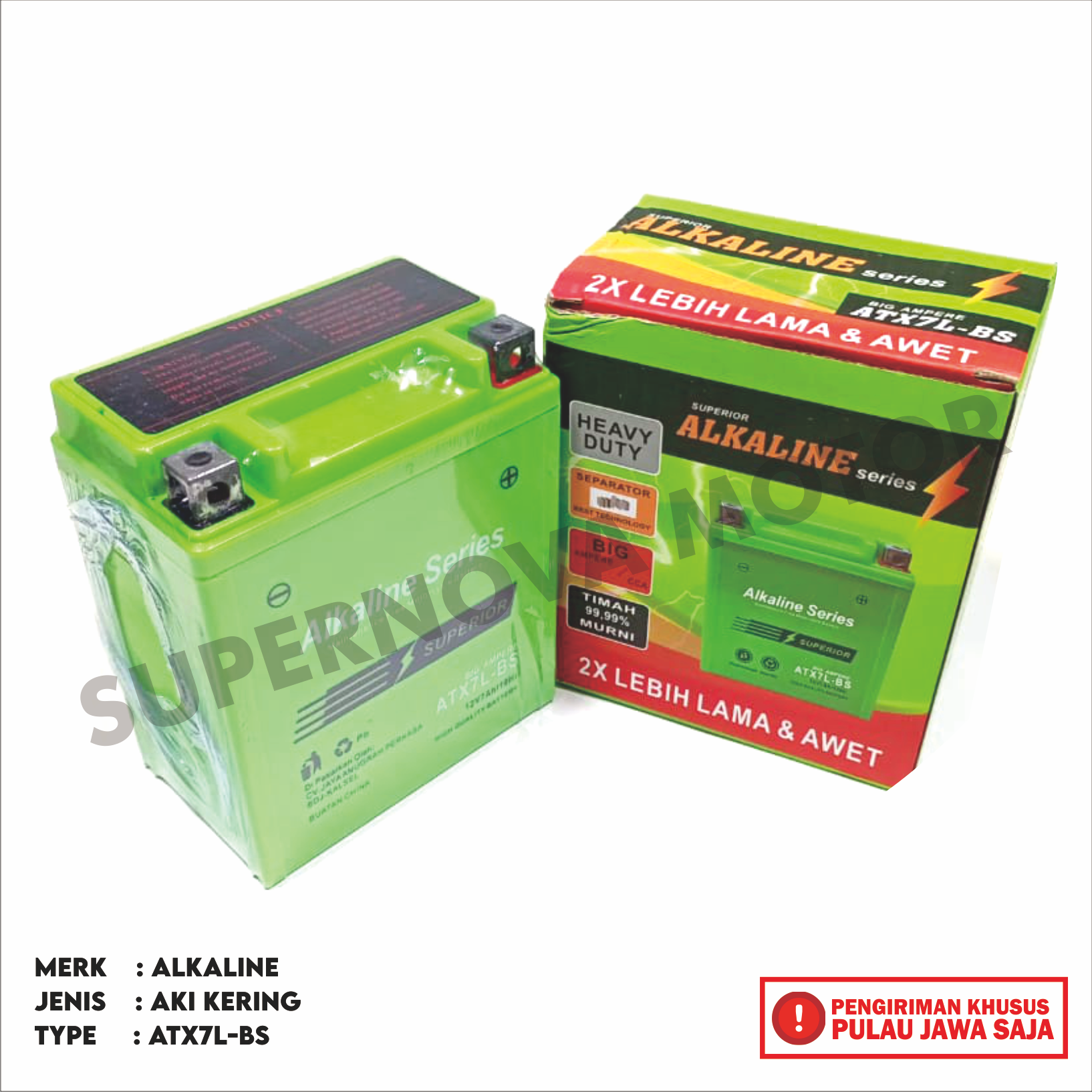 AKI KERING KLX ATX7L-BS ALKALINE SERIES 12V 7AH 10HR AKI MOTOR MERK