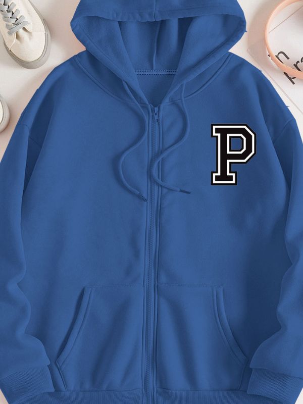 Zips Sweaters Peso Zip Hoodie Blau Jaket Hoodie Zipper Huruf P