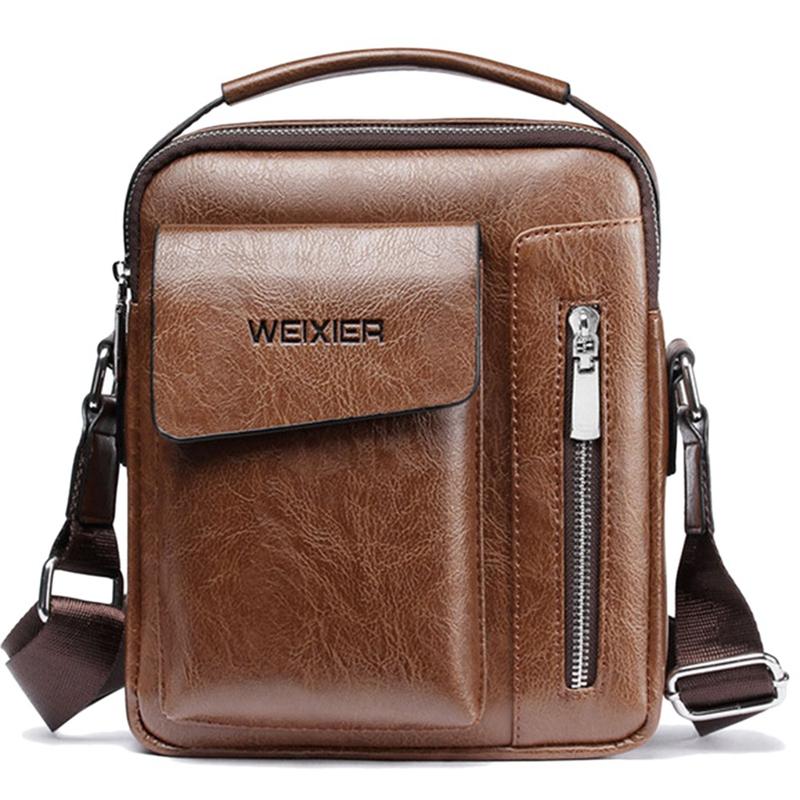 WEIXIER Men/'s PU Leather Messenger Briefcase Bag Crossbody Handbag Shoulder Bag