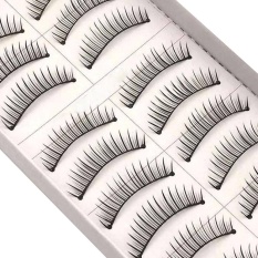 10 Pairs Double Bulu Mata Palsu Alami Tebal Crossed Bare Makeup-Intl