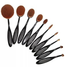 10 Pcs/set Sikat Gigi Bentuk Oval Makeup Brushes Set Beauty Foundation Curve Make Up Brush Powder Eyeshadow Eyeliner Alat Wajah -Intl