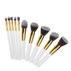 10 Pieces Makeup Set Kit Sikat Kosmetik Alat Sikat Kecantikan Profesional Blush Foundation Pencampuran Putih-