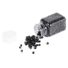 1000 Pcs/Botol Silicone Link Rings Beads Alat untuk Bulu Human Hair Extension (1000 Pcs Hitam) -Intl