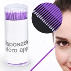 100 Pcs/box Wanita Mikro Sekali Pakai Extension Mascara Sikat Bulu Mata Cleaning Stick Kecil Ungu-Intl