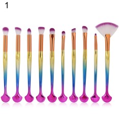 10 Pcs Makeup Brushes Set Shell Handle Eyeshadow Eyeliner Alis Bentuk Kipas Brush (1 #)-Intl
