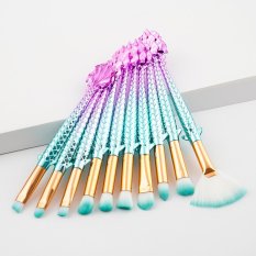 10 Pcs Pink dan Biru Lucky dan Keberuntungan Berbentuk Ikan Pro Eyeshadow Makeup Brushes Fan Brush-Intl