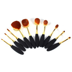 10 Pcs Sikat Gigi Oval Berbentuk Wajah Kecantikan Bibir Kosmetik Foundation Brushes Kit Set-Intl