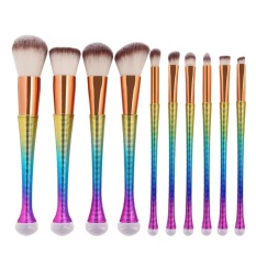 10 Pcs/set Mermaid Seri Kuas Makeup Profesional Blush Eyeshadow Tool (Multicolor)-Intl