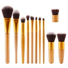 11 Pcs Makeup Brush Set Pensil Alis Mata Kosmetik Profesional Kuas Kit Gold