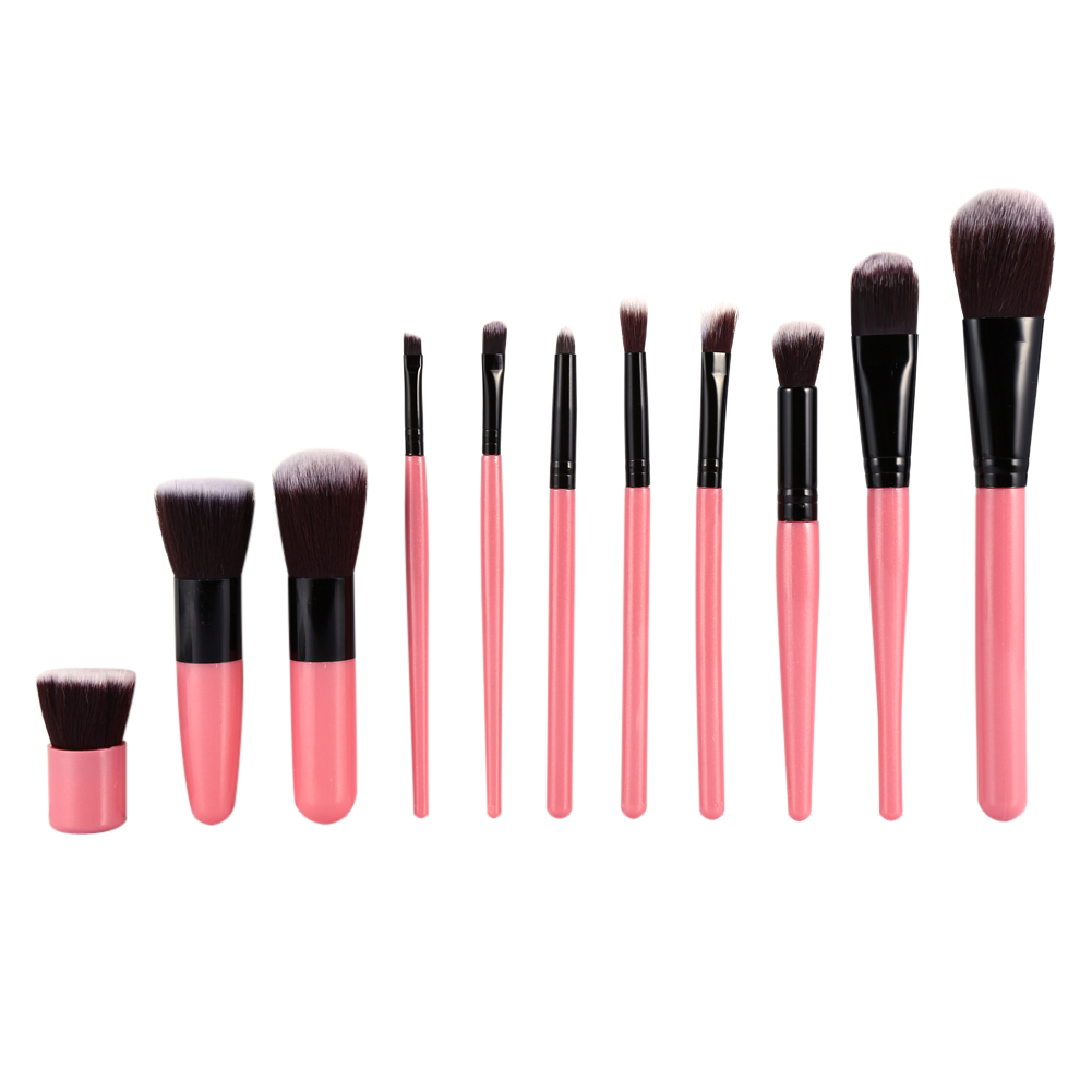11 Pcs Makeup Brushes Set Foundation Blush Wajah Kuas Kosmetik Kit (Pink & HITAM)-Intl