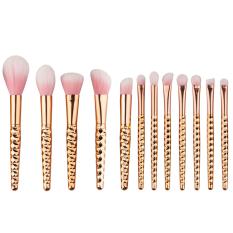 12 Pcs Makeup Kuas Kosmetik Kit Contour Alis Powder Foundation Blush Hidung Kuas Bibir Set Rose Emas-Intl
