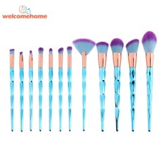 12pcs 3D Rhombus Makeup Brushes Set Foundation Eyeshadow Blush Cosmetic Face Blending Powder Make Up Tool Kit - intl