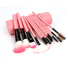 12 Buah/set Kuas Make Up Set, Alat Makeup untuk Pemula, Penuh Rangkaian Berkasnya Berukuran 0 dan Telah Diterjemahkan Ke Dalam Cat Dasar Blush On Perona Mata Longgar (Pink))