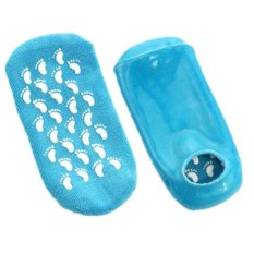 1 Pasang Kaus Kaki Gel SPA Pelembap Dimasukkan Minyak Esensial Vitamin E Minyak Mawar Minyak Jojoba Minyak Zaitun Kaki Perawatan Kesehatan untuk Kulit Pecah-pecah Kering Kasar Biru-Intl