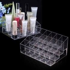 1X Fashion Clear Acrylic 24 Pemegang Lipstik Kosmetik Rak Penyimpanan Organizer Kotak Kasus Kontainer- INTL