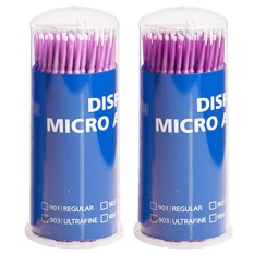 2 Kaleng 200 Pcs Aplikator Mikro Sekali Pakai Sikat Swabs untuk Ekstensi Bulu Mata Mascara Dental Medical Penggunaan Makeup Ungu + Kecil Brush-Intl