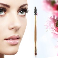 2 Dalam 1 Perangkat Riasan Bambu Pegangan Ganda Eyebrow Kuas dengan Bulu Mata Sisir Sikat-Internasional