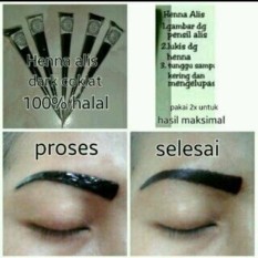 2 PCS - HENNA ALIS TATTO PEWARNA TATO ALIS HALAL EYEBROW HENA BULU NON PERMANEN - HITAM 2PCS