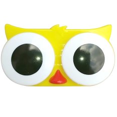 2 Buah Mini Kartun Owl Perjalanan Mata Besar Bentuk Kotak Case Lensa Kontak Bekas Dudukan Kuning