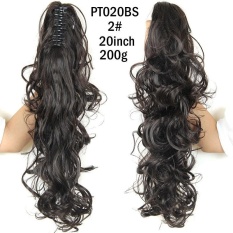 2016 Fashion Long Claw Clip Drawstring Ponytail Fake Ekstensi Rambut Palsu Rambut Keriting Sintetis Hairpieces-Intl