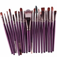 20 Buah Set Kuas Makeup Kosmetik Profesional dengan Pegangan Plastik untuk Alis Eyeshadow Maskara dan Bibir.