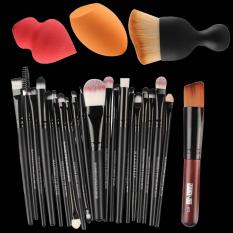 24 Buah Gagang Kayu Nilon Rambut Kuas Kosmetik Make Up S Kuas Blush On Berbentuk Sikat Foundation Bedak Set Kit