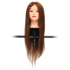 66.04 Cm Tata Rias Pelatihan 100% Rambut Manusia Asli Panjang Pemangkasan Kepala Manekin