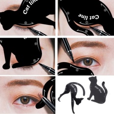 2 Pcs Sexy Cat Line Pro Eye Makeup Tool Eyeliner Eyeshadow Stensil Template Shaper Spesifikasi: Satu Set Dua Buah-Internasional