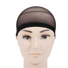 2 Pcs Wanita Pria Elastis Stocking Wig Liner Cap Snood Nylon Stretch Mesh Hitam-Intl