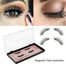 4 Pcs Wanita Hot Reusable 3D Double Magnetic Bulu Mata Palsu Panjang Alami Mata Bulu Mata Sambungan Handmade Makeup Pesta IN BOX -Intl