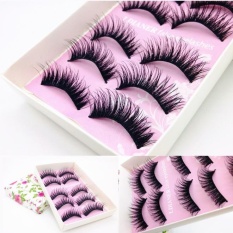 5 Pairs Fashion Natural Handmade Long False Hitam Bulu Mata Makeup-Intl