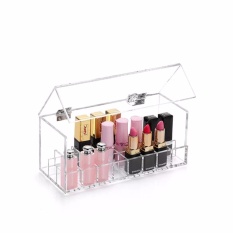 Acrylic Lipstik Organizer Dustproof 5mm Tebal Lipgloss Holder Case Makeup Penyimpanan Beauty Container 24 Ruang Handmade Box With Lid -Intl