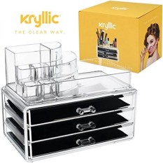 Acrylic Makeup Perhiasan Kosmetik Organizer-Set 3 Laci Ekstra Dalam Yang Bermanuver dengan Lancar dengan Terpisah Stackable Lipstik & Nailpolish Holder Dibuat dengan Kualitas Tertinggi Kuat Akrilik Tebal-Intl