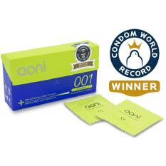 Aoni Kondom Latex Tertipis di Dunia (Ultra Thin 001) - 12 Pcs Box (World's Thinnest Latex Condom)