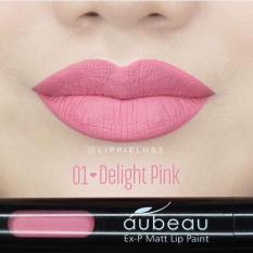 Aubeau Ex-P Matt Lip Paint (01 Delight Pink) - Warna Pigmented Lipstick Matte
