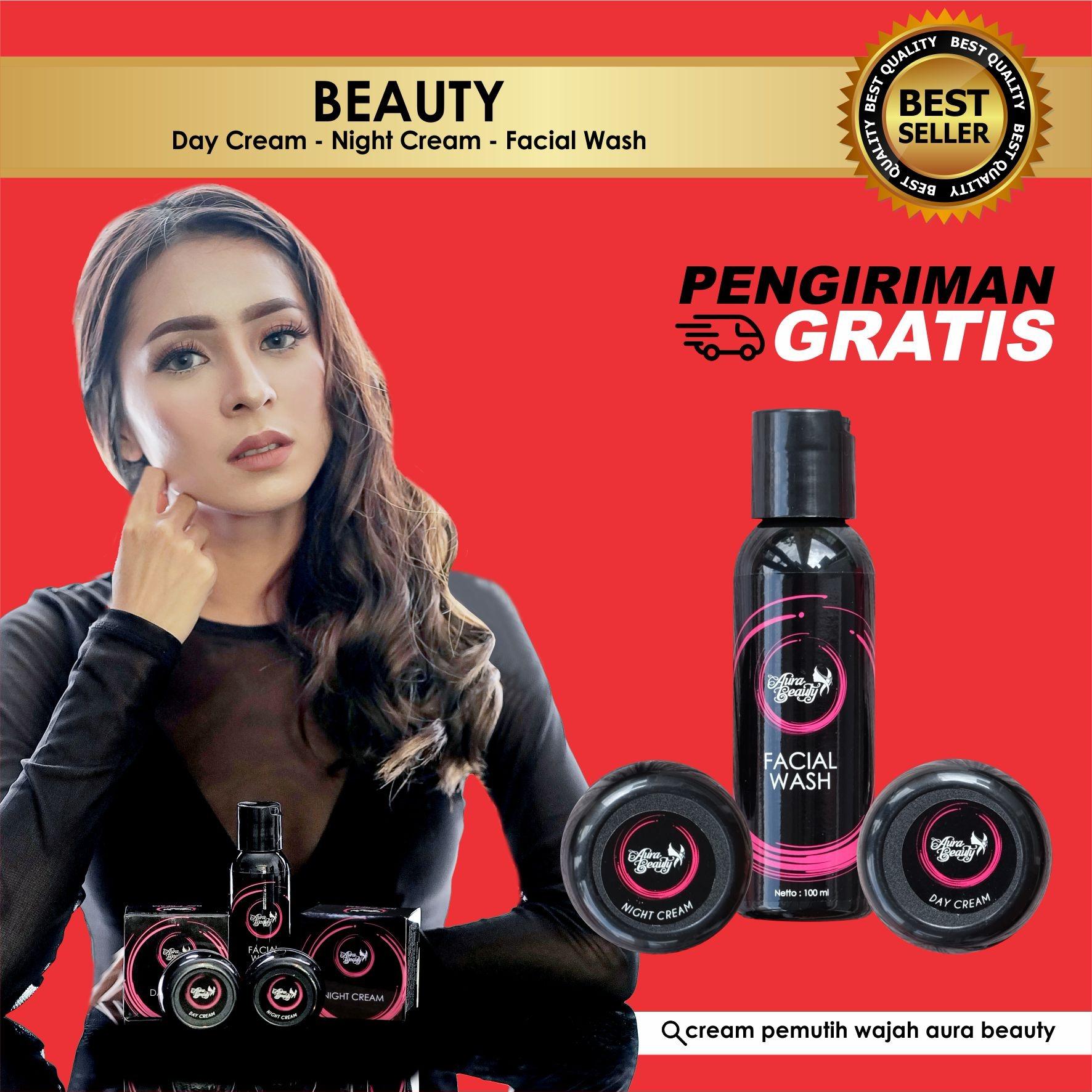 Aura Beauty Paket Perawatan Wajah Normal Facial Wash 100ml - Krim Pemutih Dan Pencerah Wajah Bahan Herbal Alami