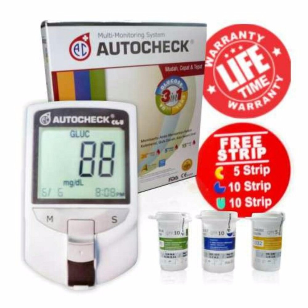 Autocheck 3 in 1 Alat Cek Gula Darah, Kolestrol dan Asam Urat