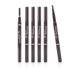 Secara Otomatis Anti-memutar Alis Pensil Alis Enhancer Riasan Sikat Berkepala Ganda Alis Sikat Dark Cokelat