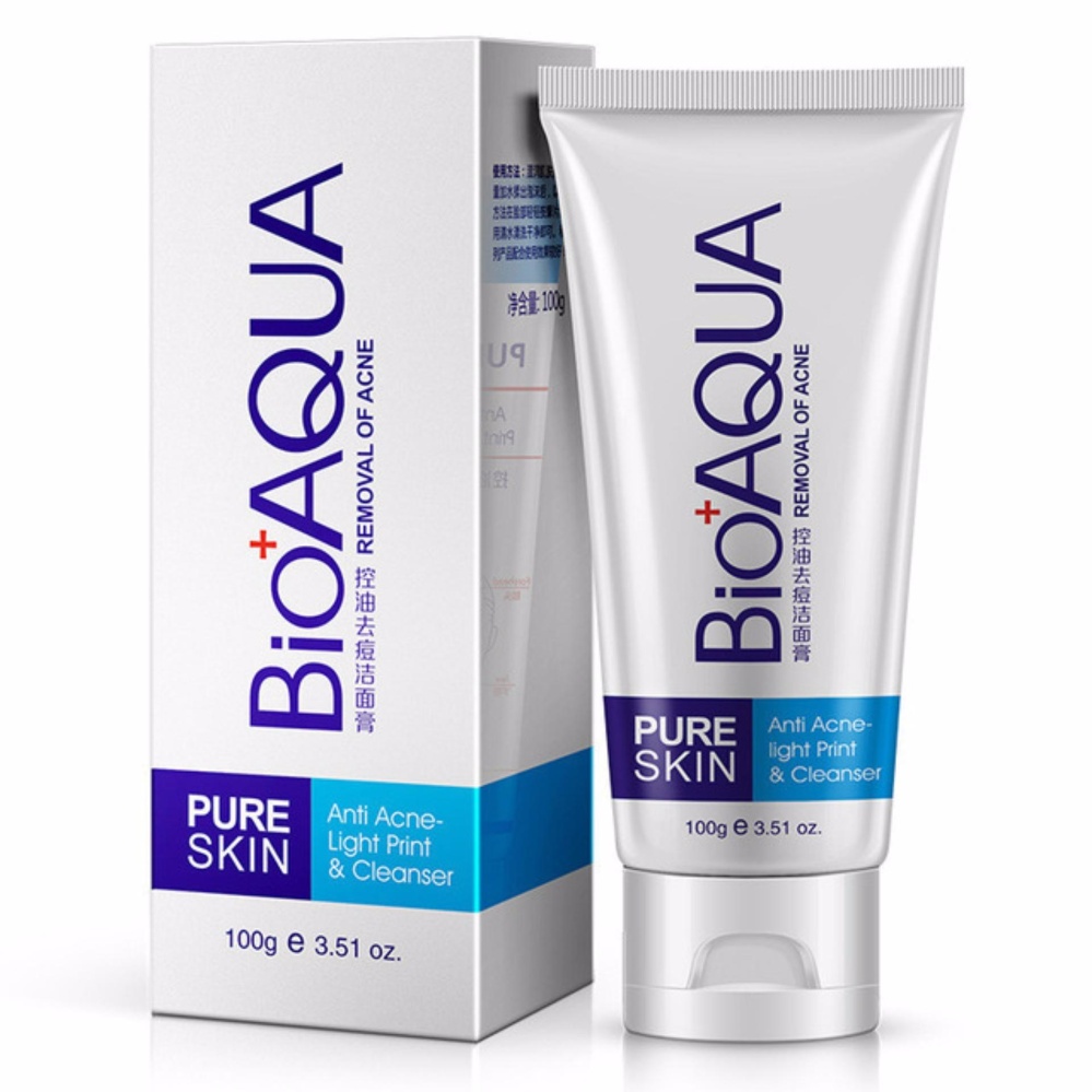 Bioaqua Acne Treatment Facial Cleanser Black Head Remove Oil-control Deep Cleansing Foam Shrink Pores 100g