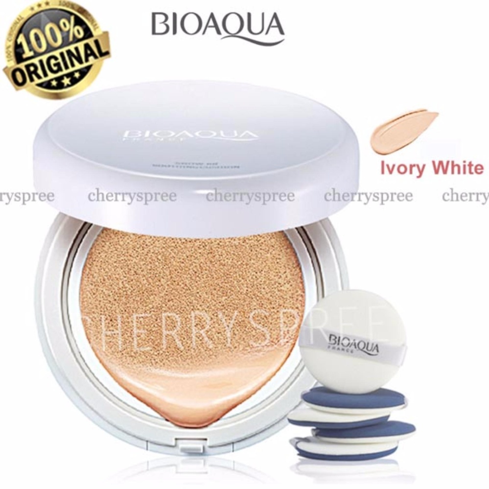 Bioaqua BB Cream Air Cushion Bedak Wajah with SPF50++ Krim BB Cushion Dengan Tabir Surya Menyejukan Kulit - Ivory White