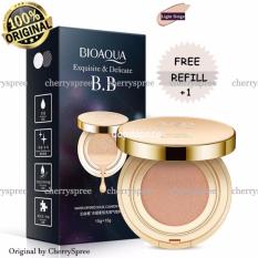 Bioaqua Exquisite and Delicate BB Cream Air Cushion Pack Gold Case SPF 50++ Foundation Make Up Wajah Bersih Free Refill - LIGHT BEIGE