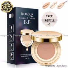 Bioaqua Exquisite and Delicate BB Cream Air Cushion Pack Gold Case SPF 50++ Foundation Make Up Wajah Bersih Free Refill - Natural